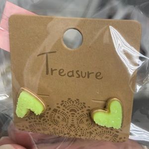 Neon heart stud earrings